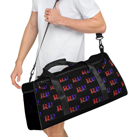 Duffle Bag: Red-Purple - Patterned Logo