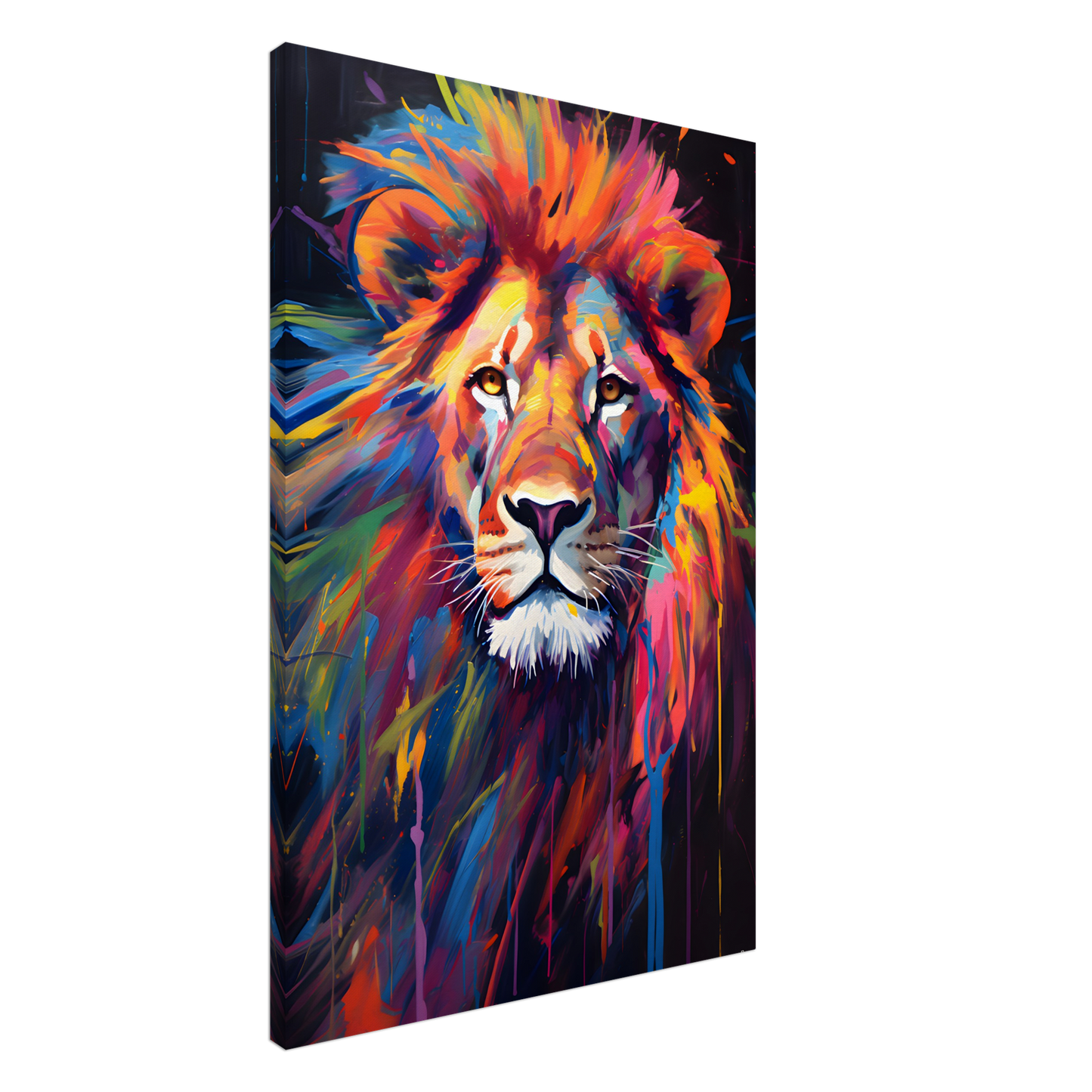 Neon Zoo: Lion (Thin Canvas Print, 12" x 18" or 24" x 36", Portrait)