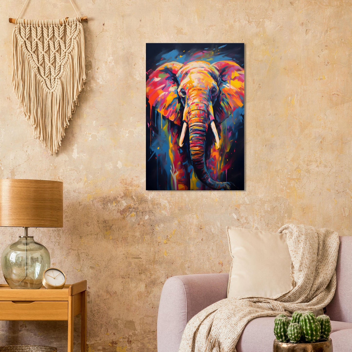 Neon Zoo: Elephant (Thin Canvas Print, 12" x 18" or 24" x 36", Portrait)