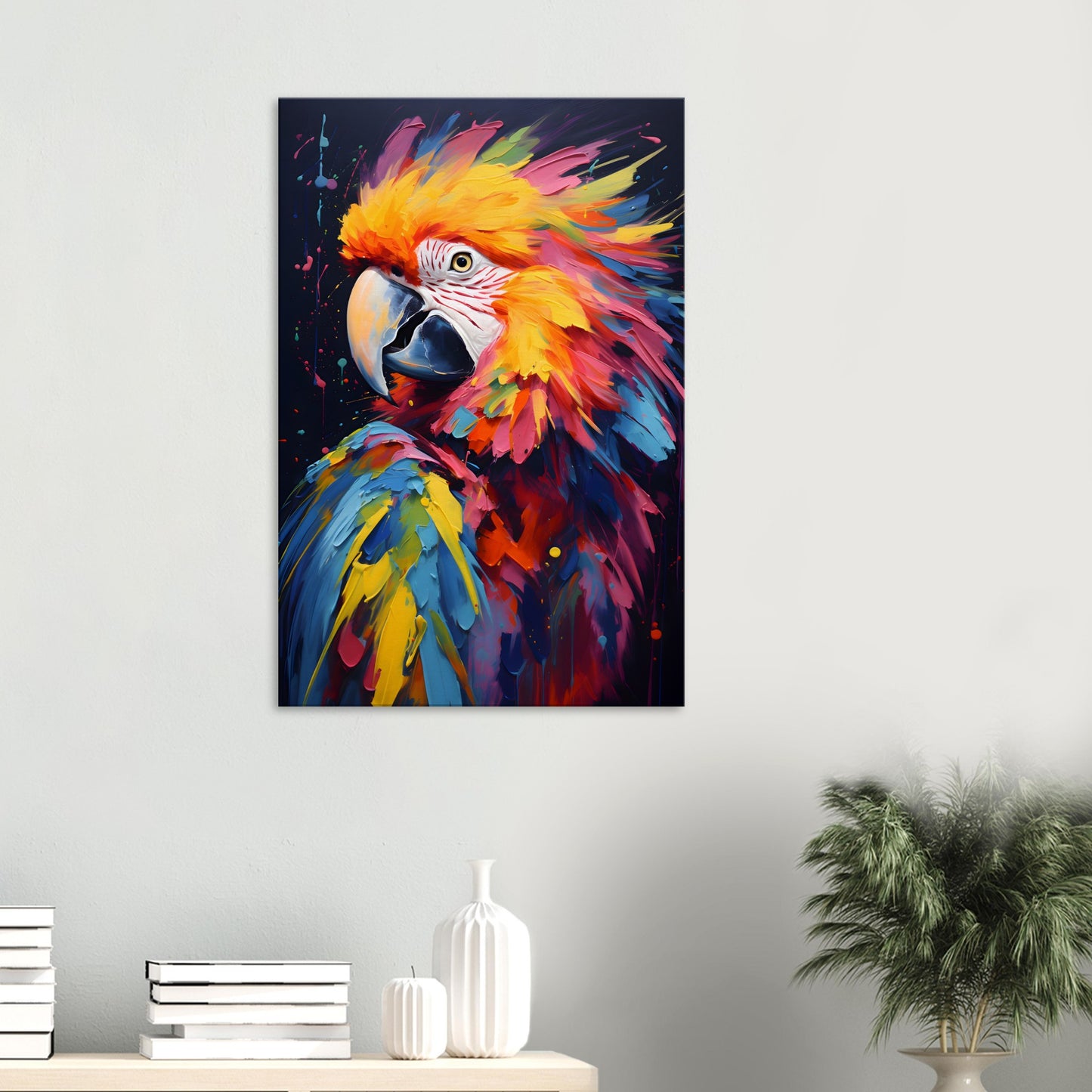 Neon Zoo: Macaw (Thin Canvas Print, 12" x 18" or 24" x 36", Portrait)