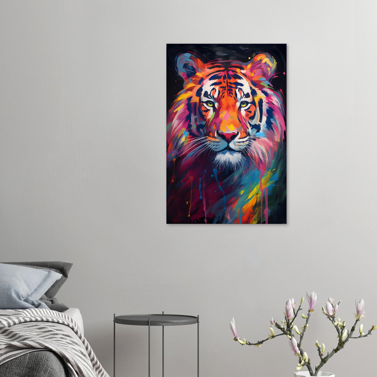 Neon Zoo: Tiger (Thin Canvas Print, 12" x 18" or 24" x 36", Portrait)