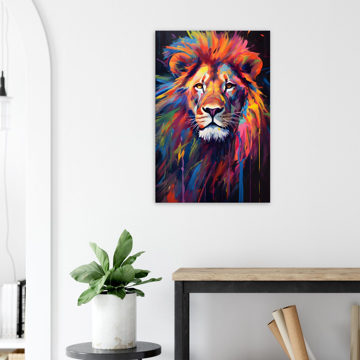 Neon Zoo: Lion (Thin Canvas Print, 12" x 18" or 24" x 36", Portrait)