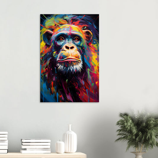 Neon Zoo: Chimpanzee (Thin Canvas Print, 12" x 18" or 24" x 36", Portrait)