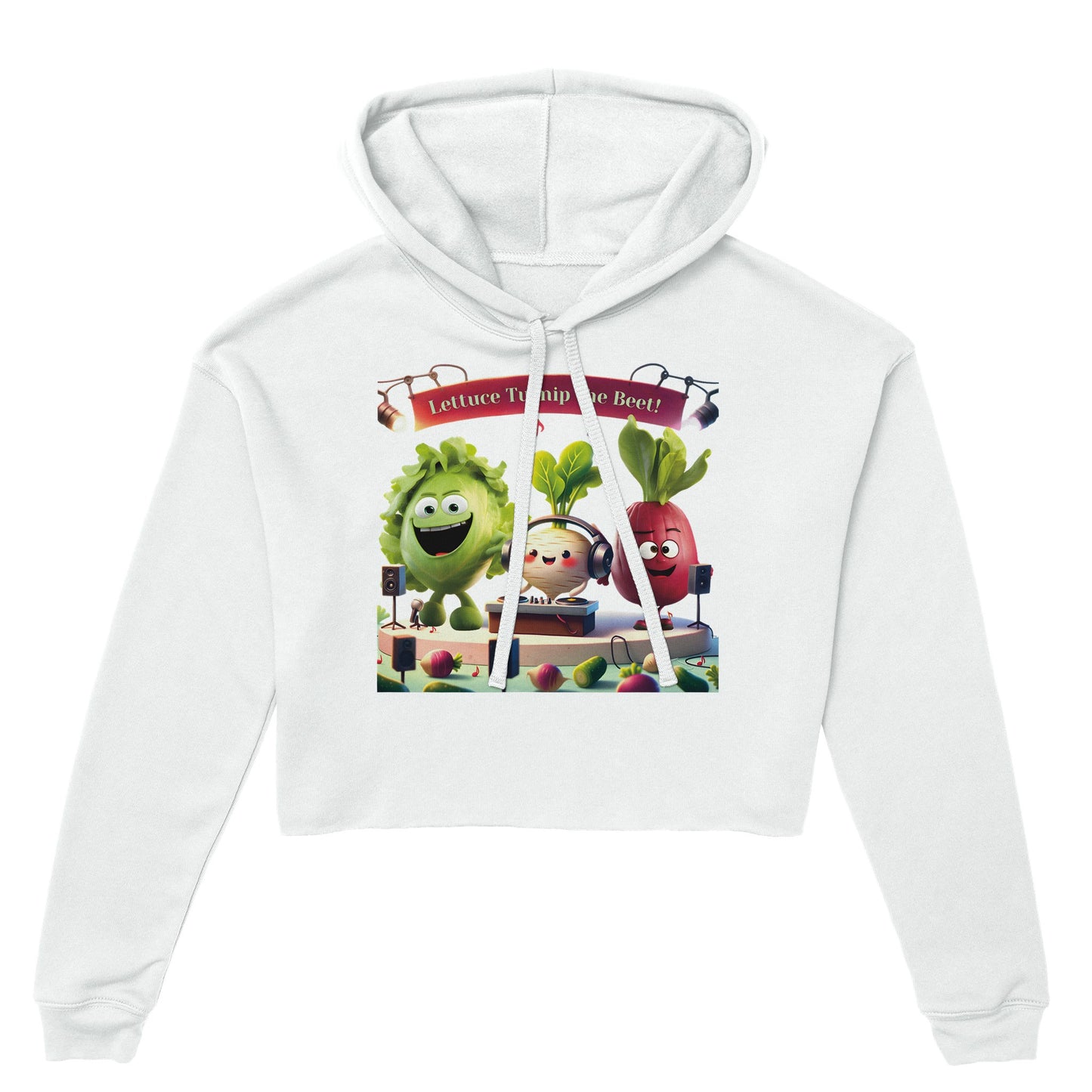 Women's Cropped Hoodie: Beets by Day - "Lettuce Turnip the Beet!"