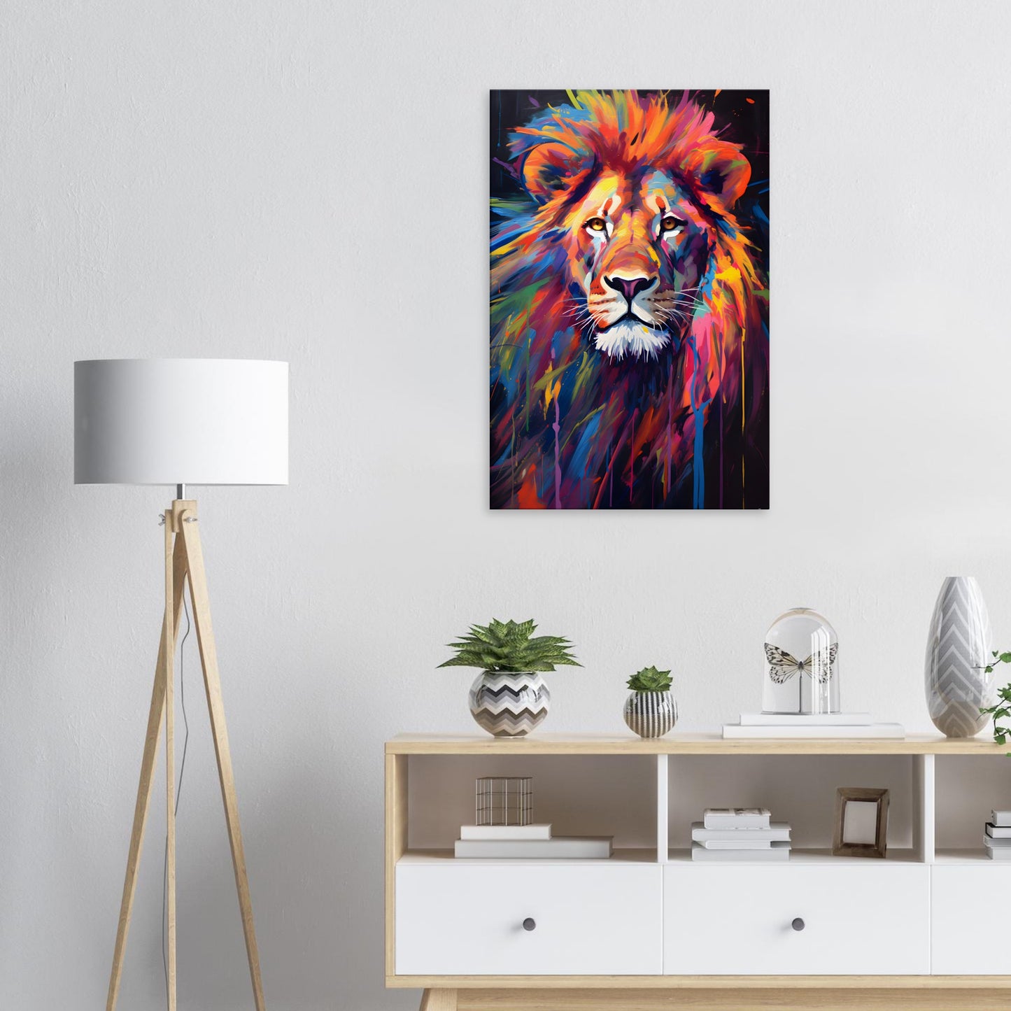 Neon Zoo: Lion (Thin Canvas Print, 12" x 18" or 24" x 36", Portrait)