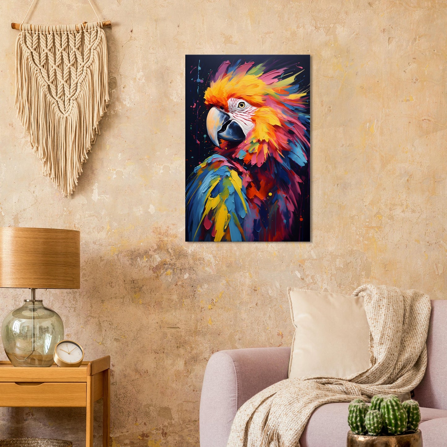 Neon Zoo: Macaw (Thin Canvas Print, 12" x 18" or 24" x 36", Portrait)