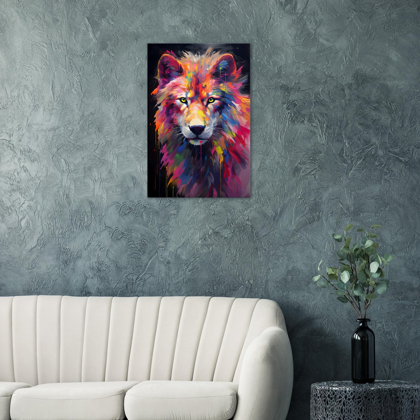 Neon Zoo: Wolf (Thin Canvas Print, 12" x 18" or 24" x 36", Portrait)