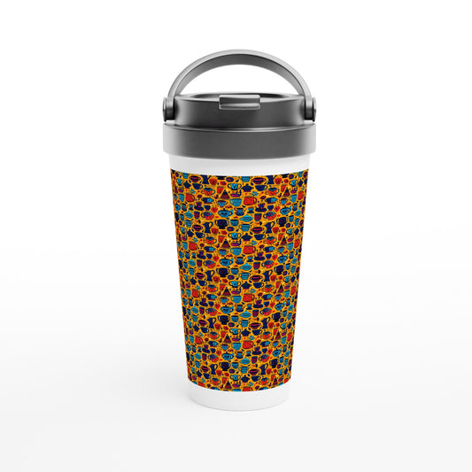 White 15oz Stainless Steel Travel Mug: Coffee and Tea 05