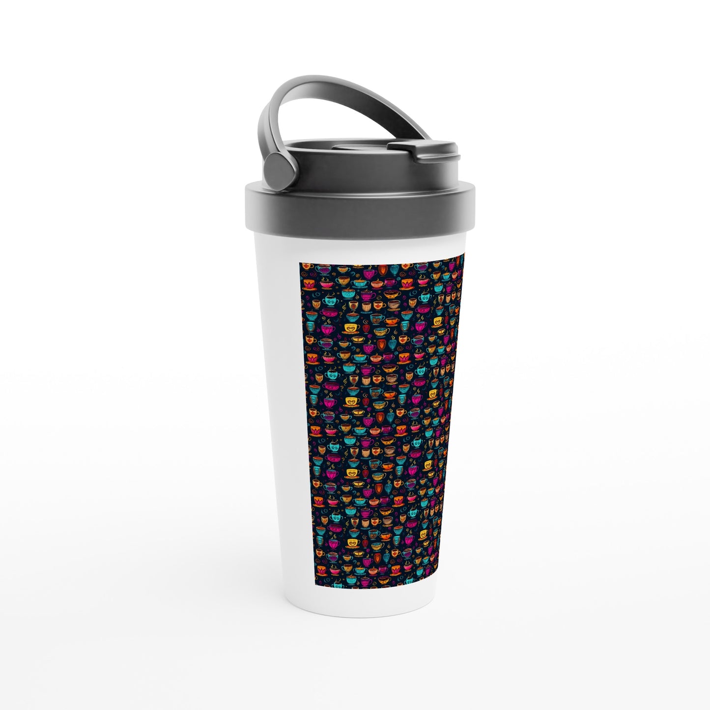 White 15oz Stainless Steel Travel Mug: Coffee and Tea 03