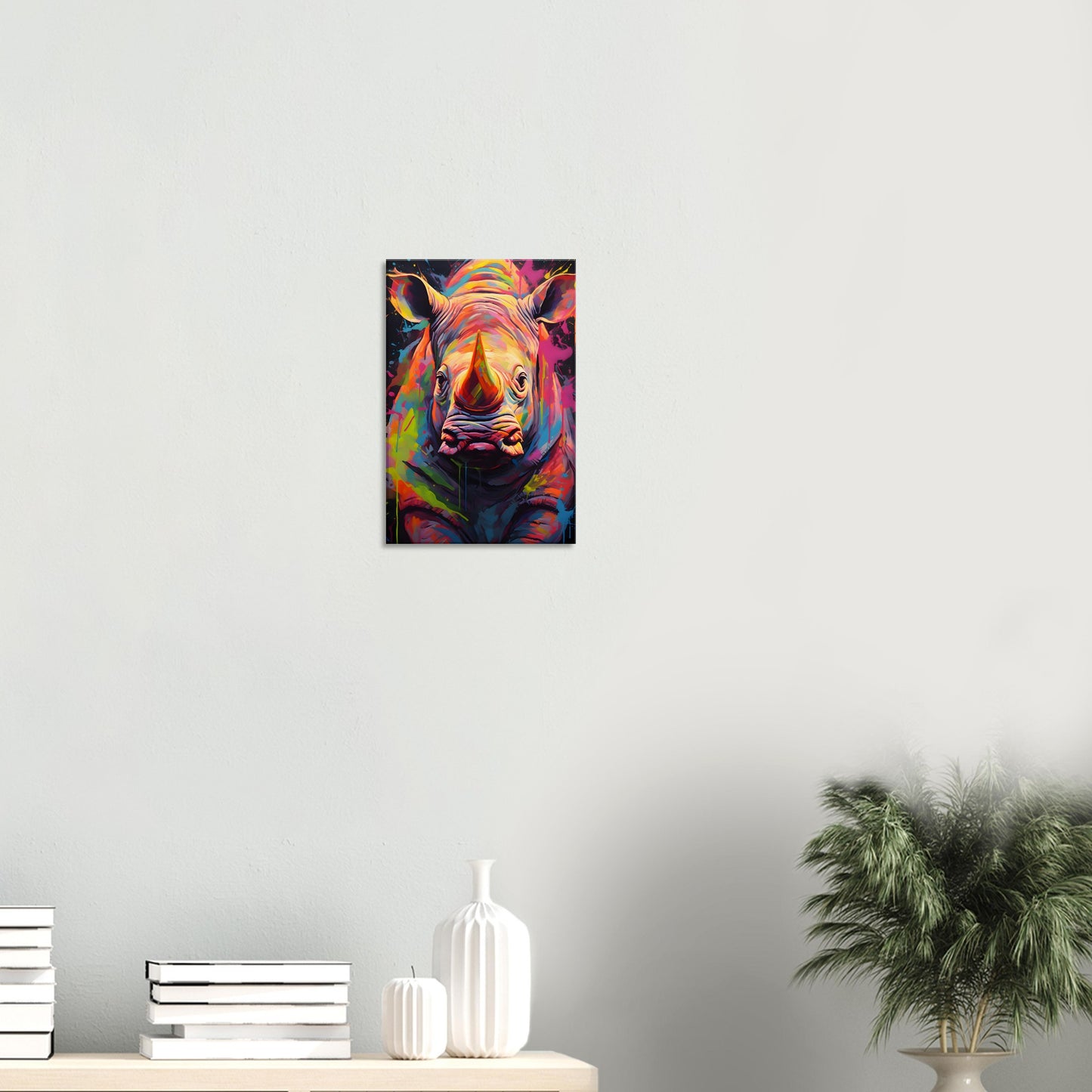 Neon Zoo: Rhinoceros (Thin Canvas Print, 12" x 18" or 24" x 36", Portrait)