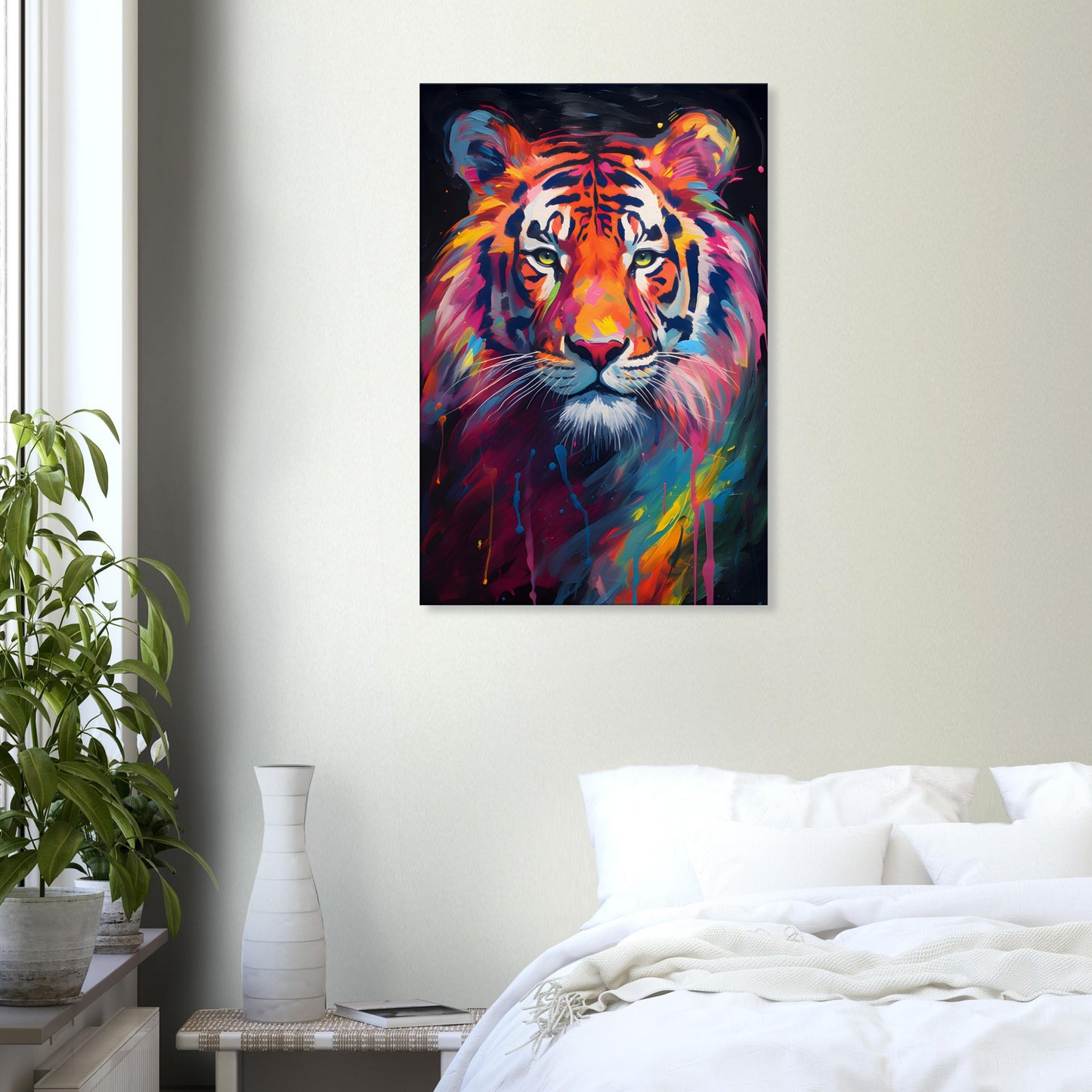 Neon Zoo: Tiger (Thin Canvas Print, 12" x 18" or 24" x 36", Portrait)