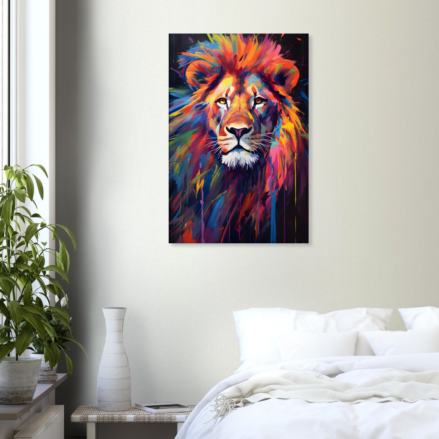 Neon Zoo: Lion (Thin Canvas Print, 12" x 18" or 24" x 36", Portrait)