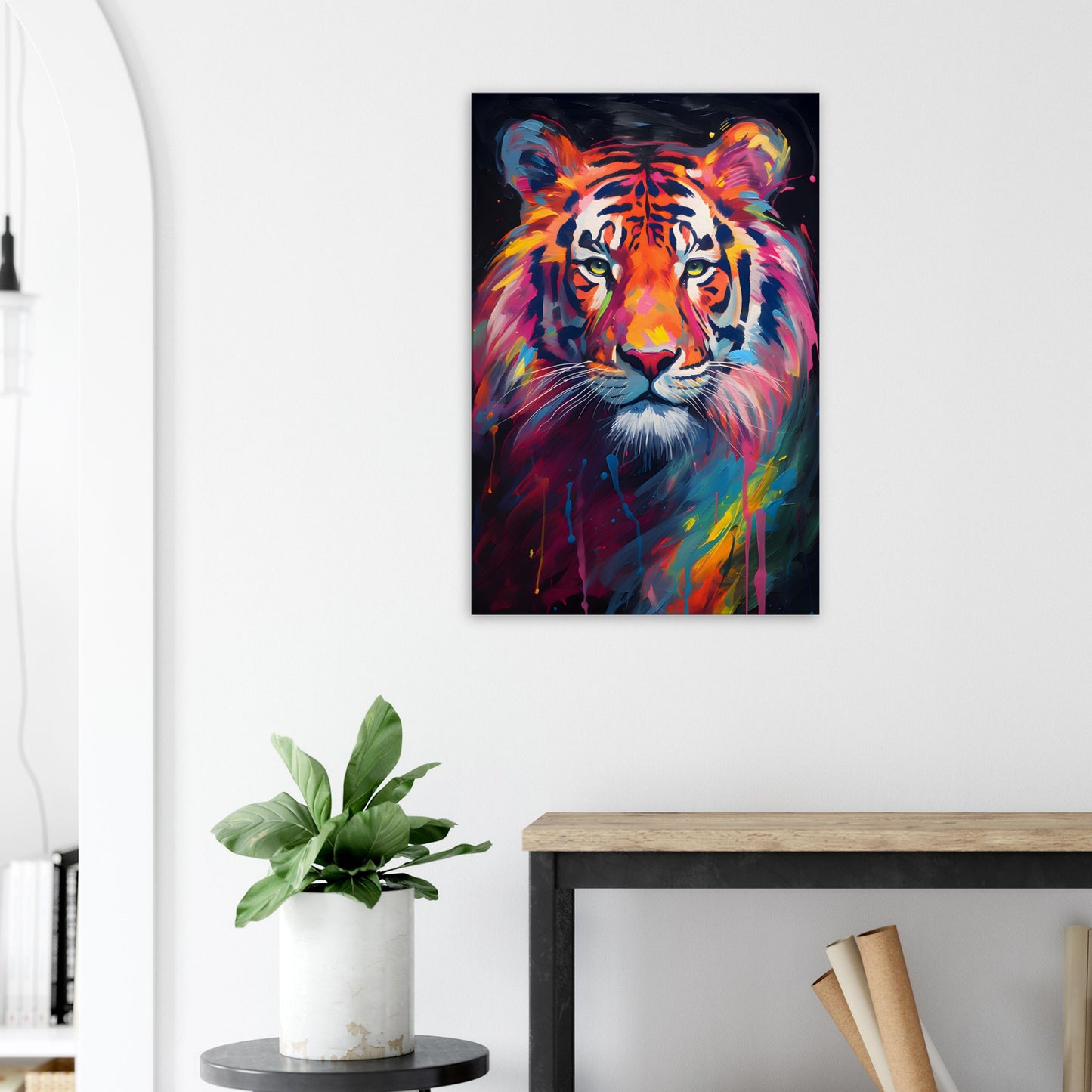 Neon Zoo: Tiger (Thin Canvas Print, 12" x 18" or 24" x 36", Portrait)