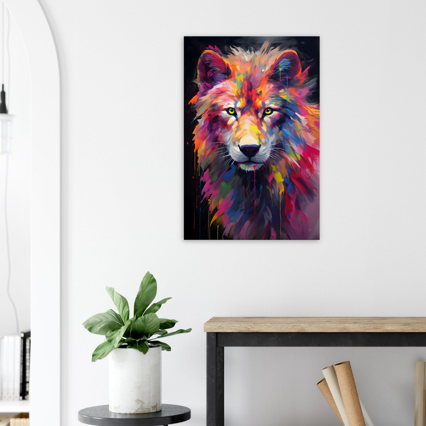 Neon Zoo: Wolf (Thin Canvas Print, 12" x 18" or 24" x 36", Portrait)