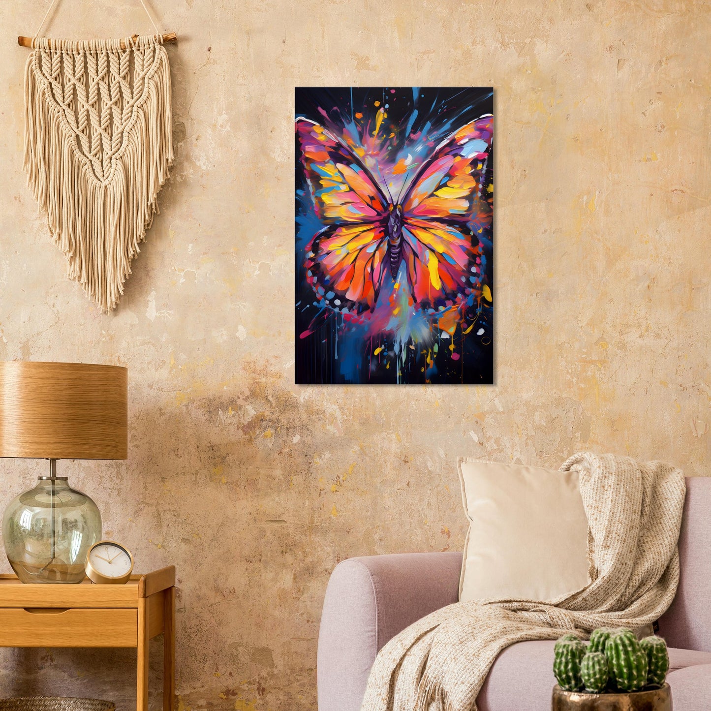 Neon Zoo: Butterfly (Thin Canvas Print, 12" x 18" or 24" x 36", Portrait)