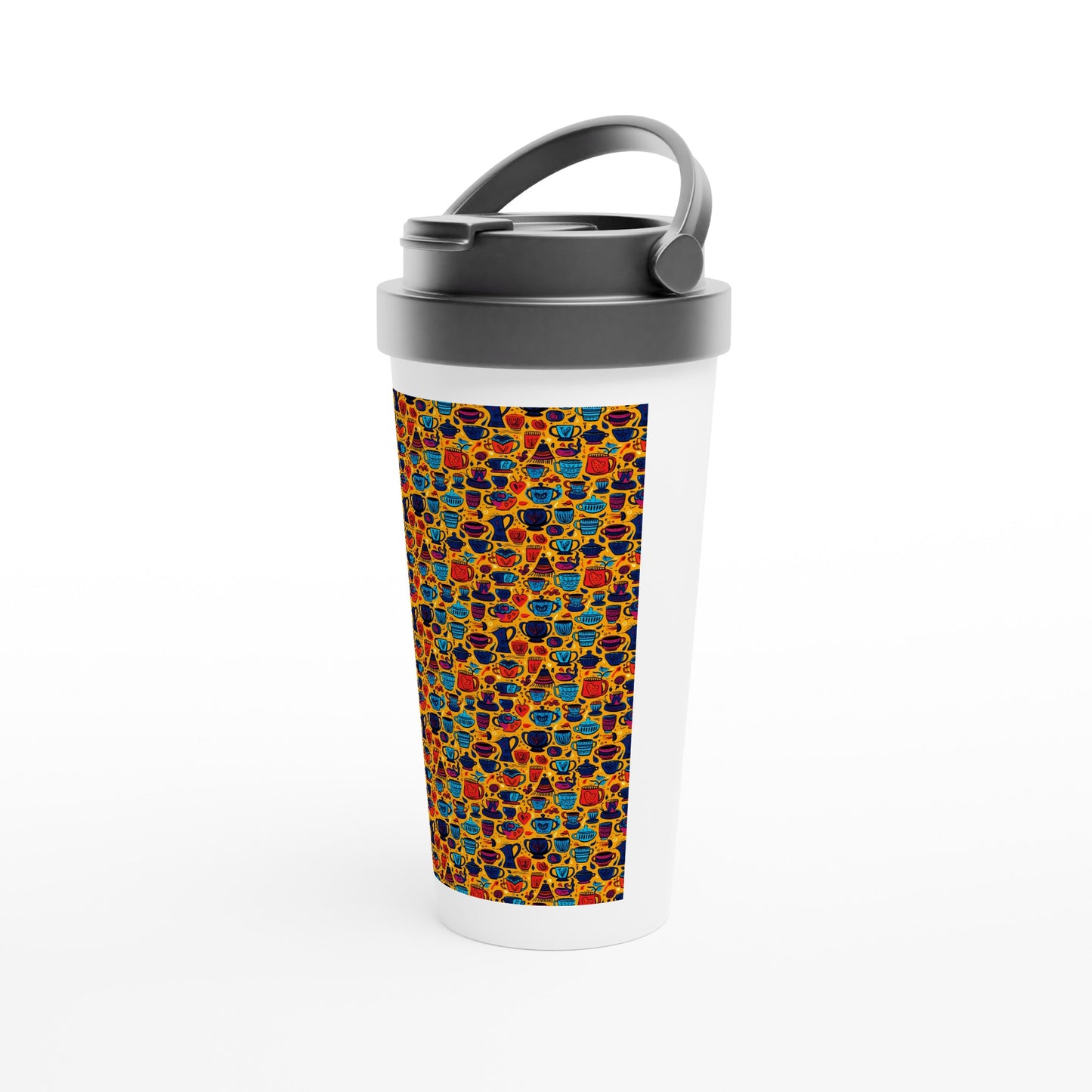 White 15oz Stainless Steel Travel Mug: Coffee and Tea 05