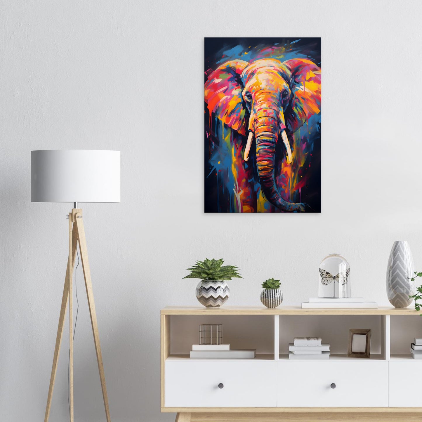 Neon Zoo: Elephant (Thin Canvas Print, 12" x 18" or 24" x 36", Portrait)