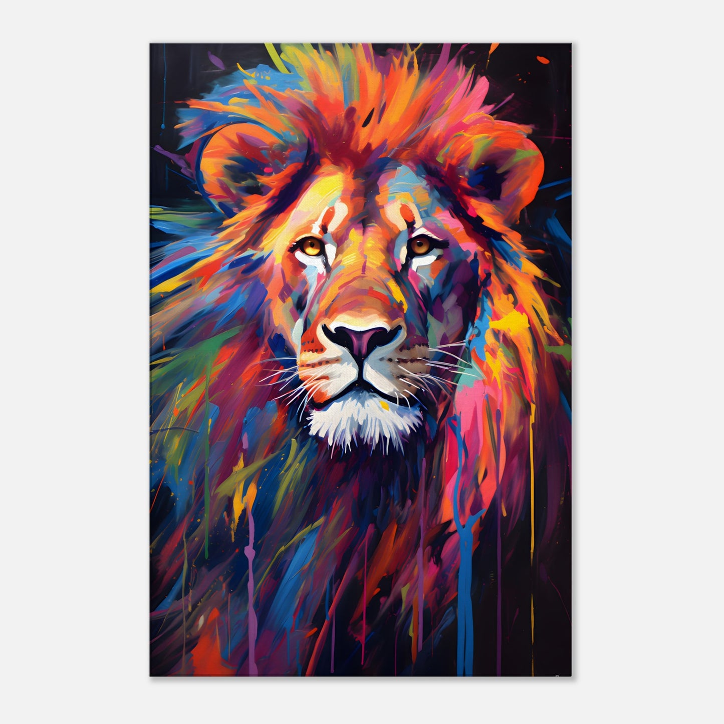 Neon Zoo: Lion (Thin Canvas Print, 12" x 18" or 24" x 36", Portrait)