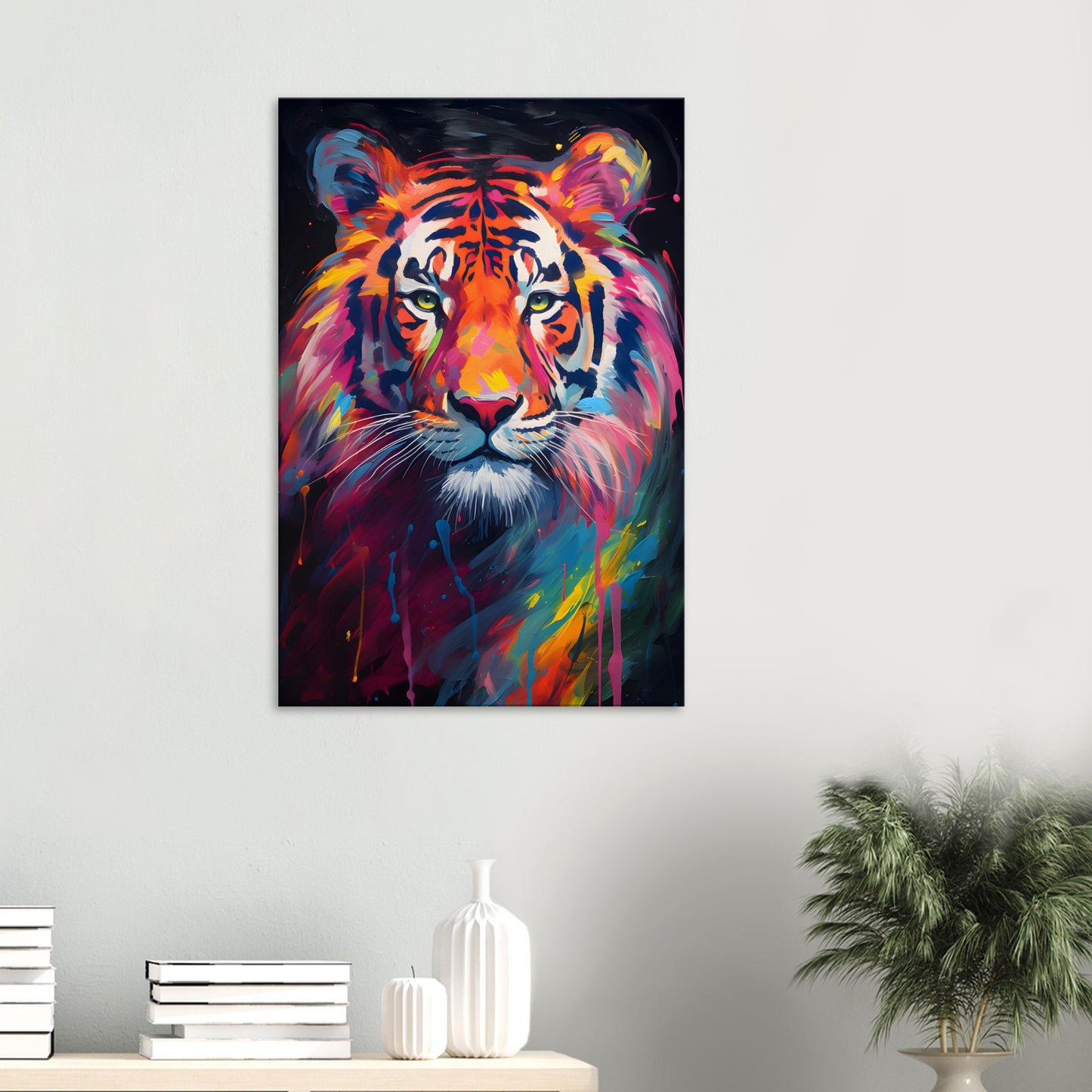 Neon Zoo: Tiger (Thin Canvas Print, 12" x 18" or 24" x 36", Portrait)