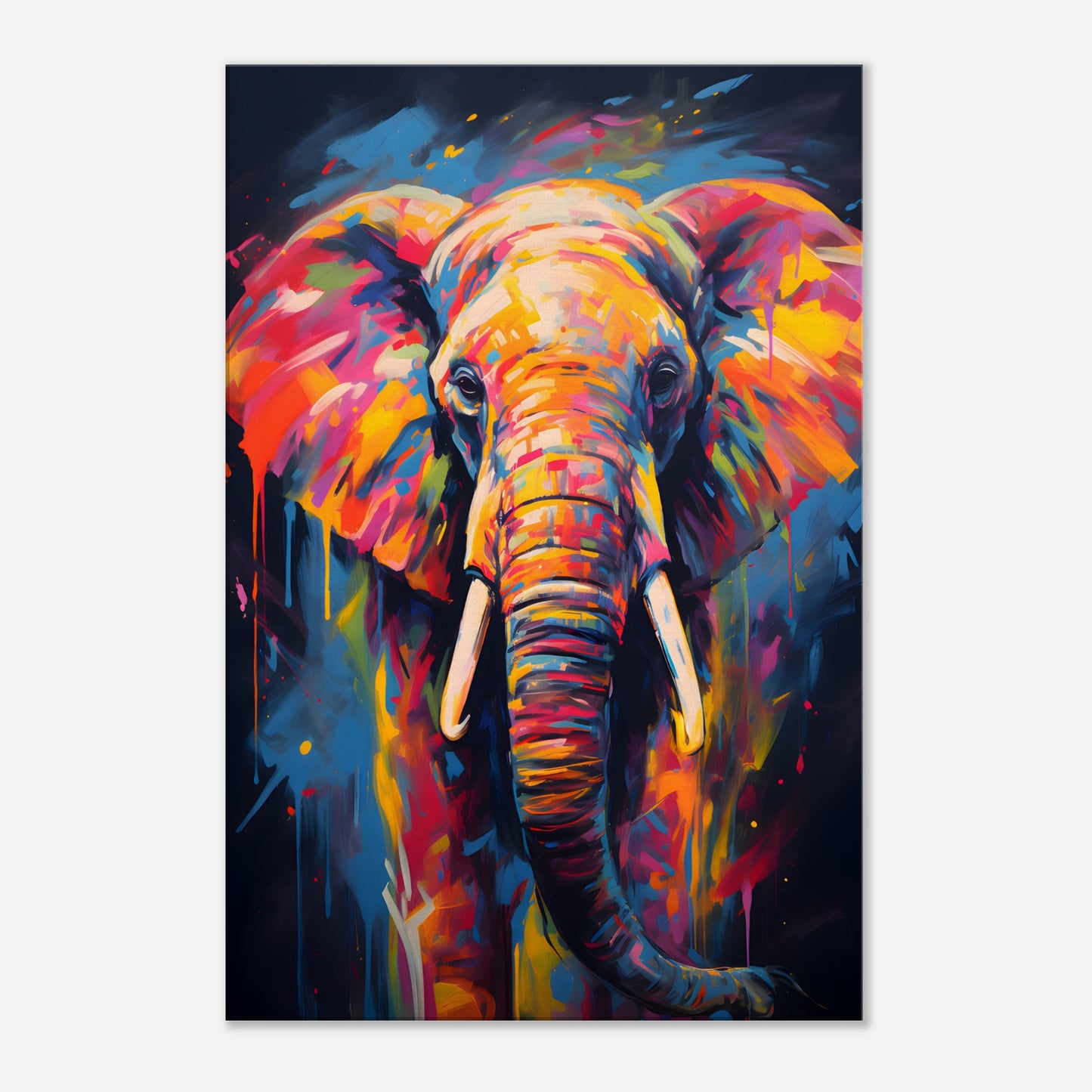 Neon Zoo: Elephant (Thin Canvas Print, 12" x 18" or 24" x 36", Portrait)