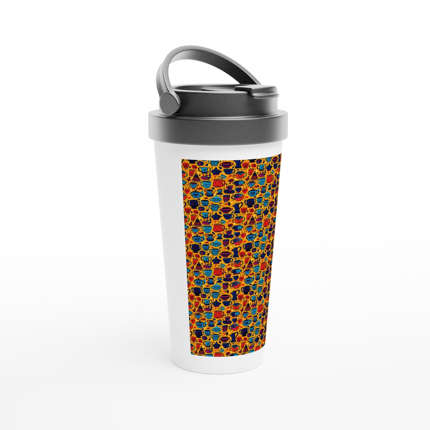 White 15oz Stainless Steel Travel Mug: Coffee and Tea 05