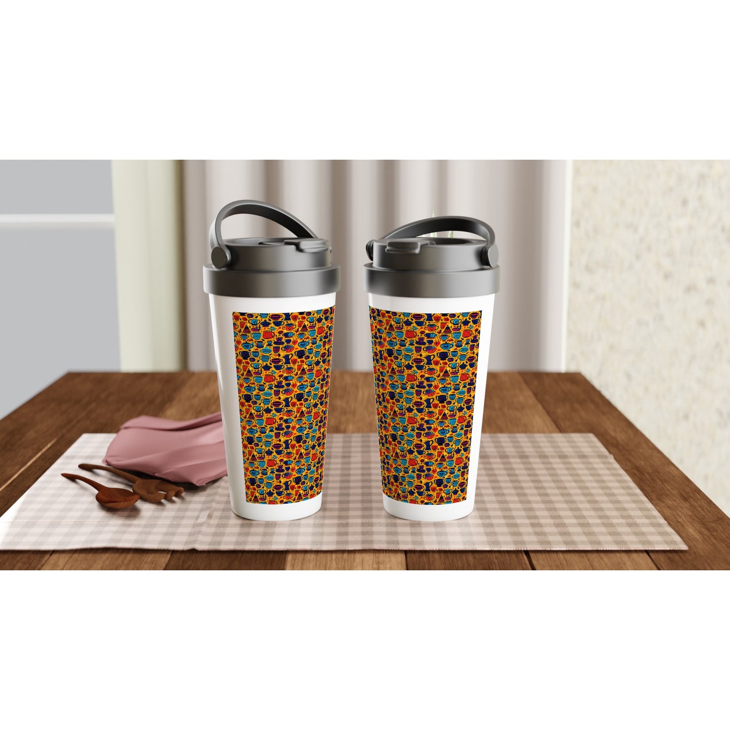 White 15oz Stainless Steel Travel Mug: Coffee and Tea 05