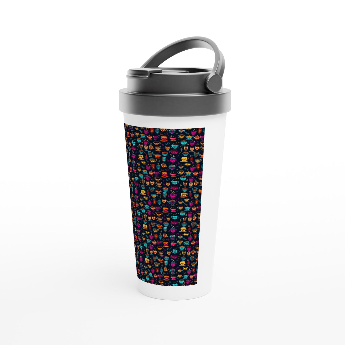 White 15oz Stainless Steel Travel Mug: Coffee and Tea 03