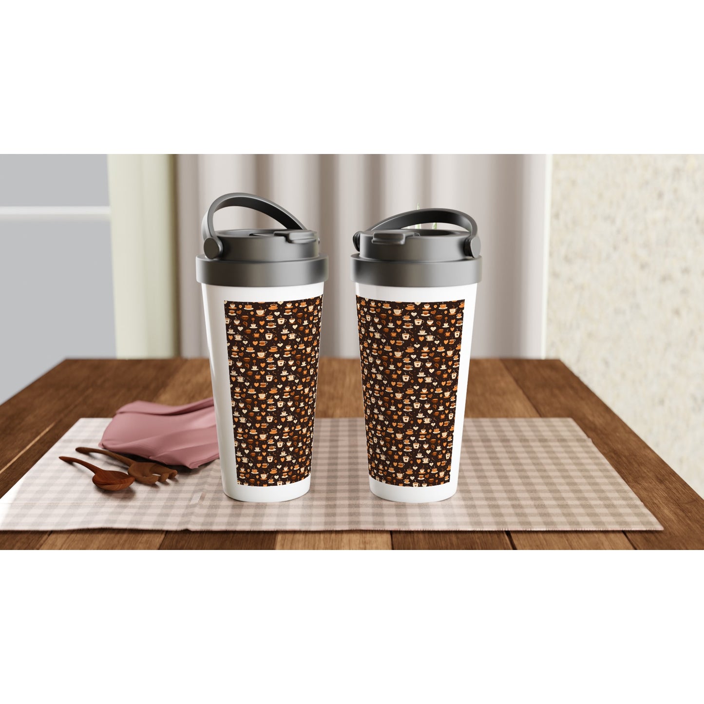 White 15oz Stainless Steel Travel Mug: Coffee and Tea 02