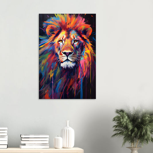 Neon Zoo: Lion (Thin Canvas Print, 12" x 18" or 24" x 36", Portrait)