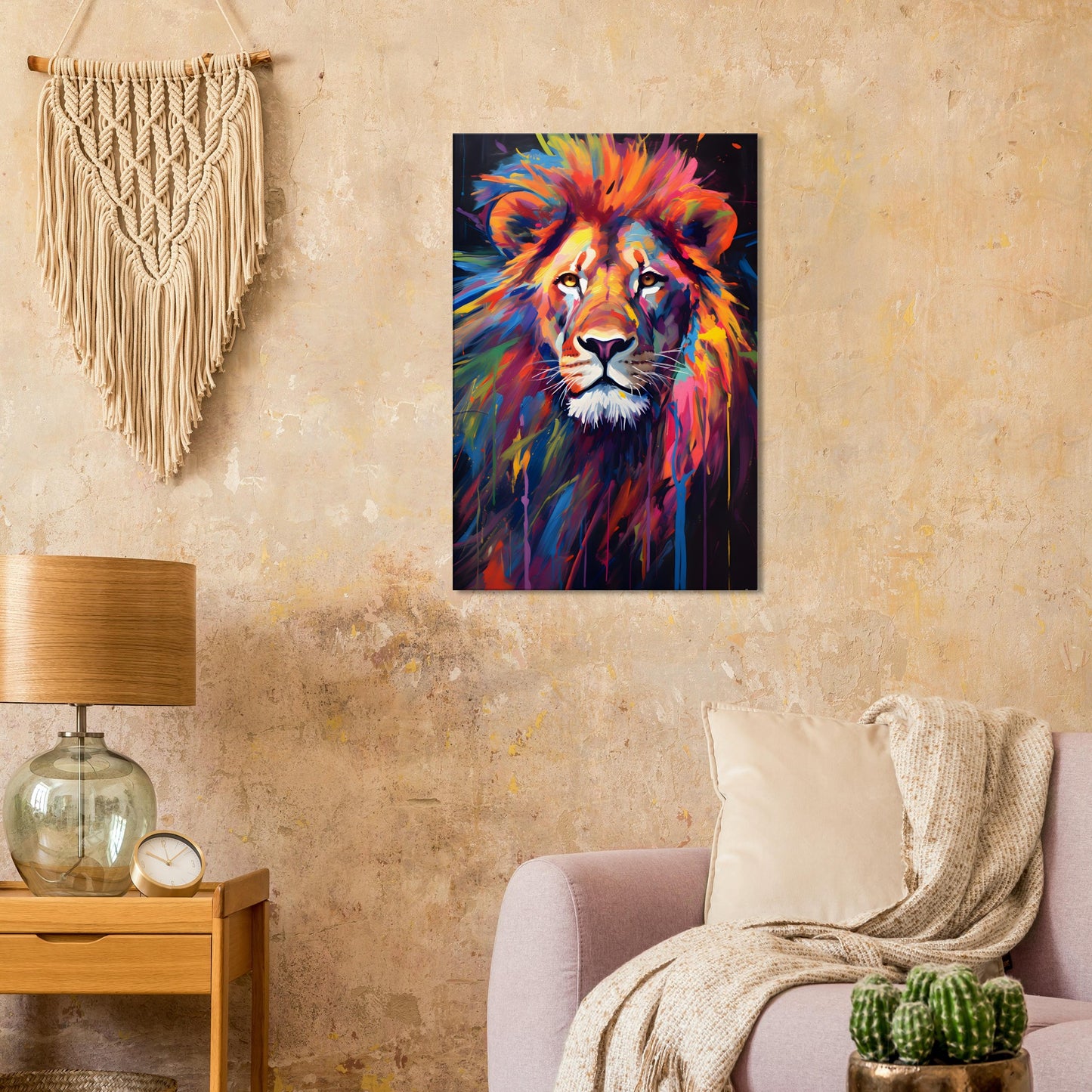 Neon Zoo: Lion (Thin Canvas Print, 12" x 18" or 24" x 36", Portrait)