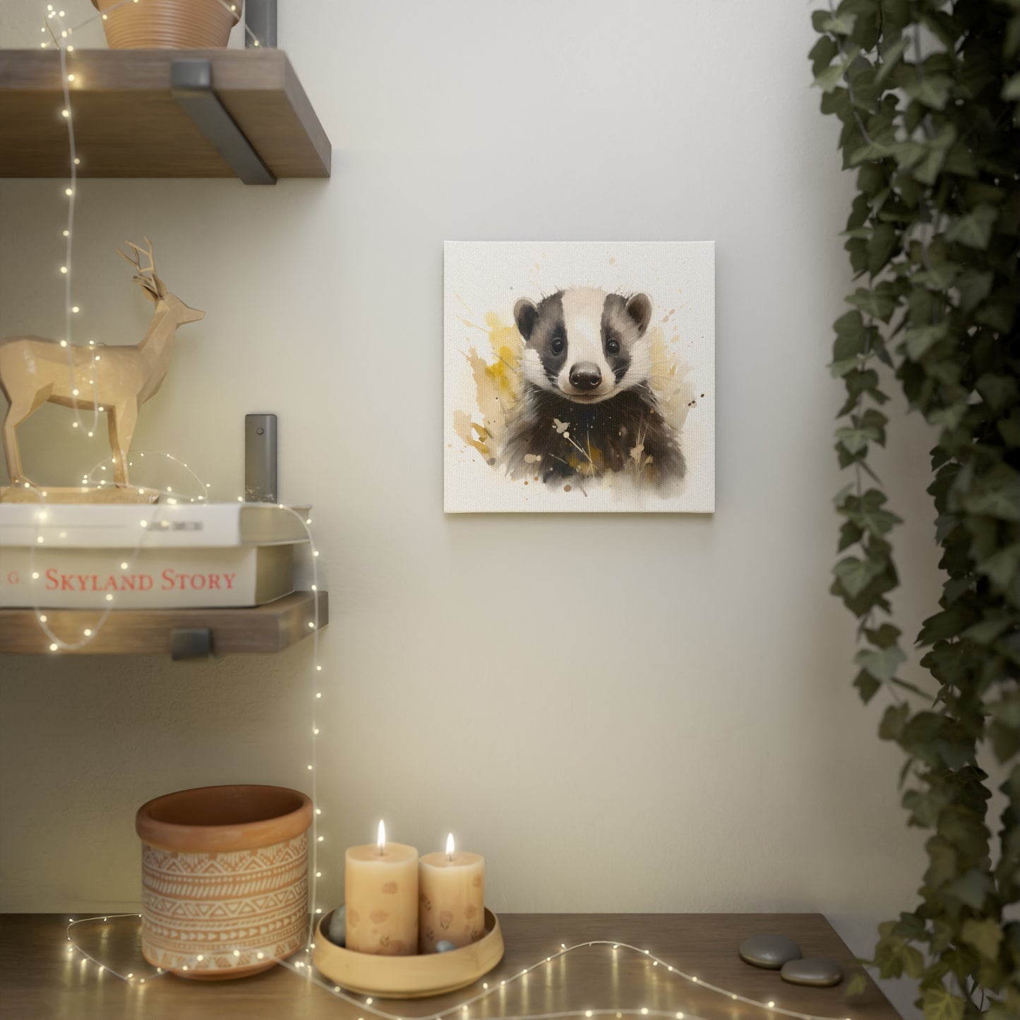 Cute Creatures: Badger (Thin Canvas Tile, 8" x 8" or 12" x 12")