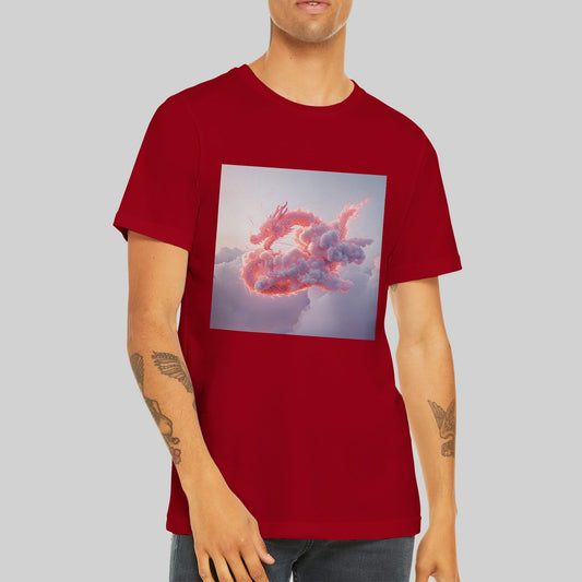 Premium Unisex Crewneck T-shirt: Every Cloud - Dragon