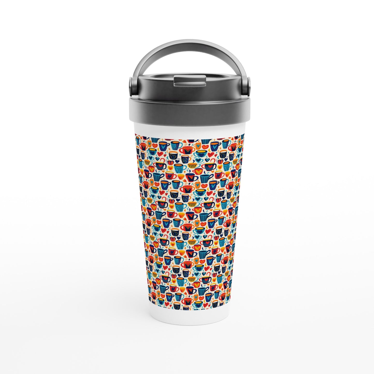 White 15oz Stainless Steel Travel Mug: Coffee and Tea 04