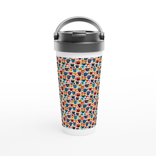 White 15oz Stainless Steel Travel Mug: Coffee and Tea 04