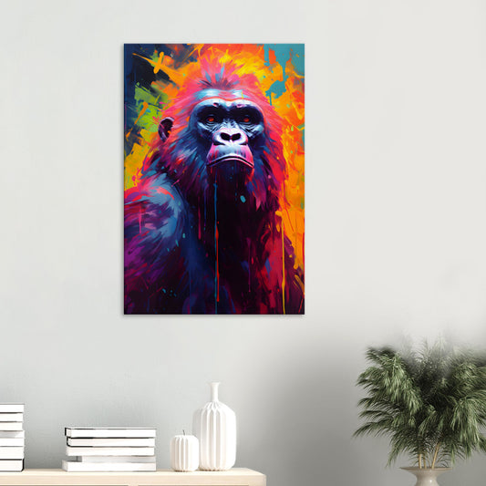 Neon Zoo: Gorilla (Thin Canvas Print, 12" x 18" or 24" x 36", Portrait)