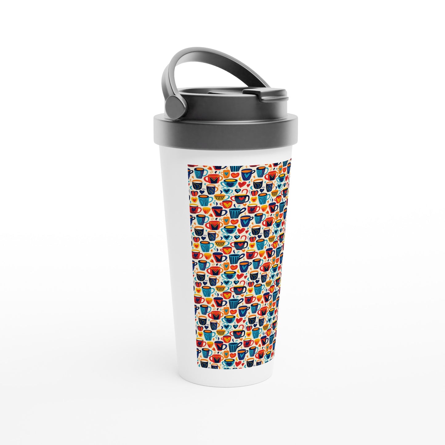 White 15oz Stainless Steel Travel Mug: Coffee and Tea 04