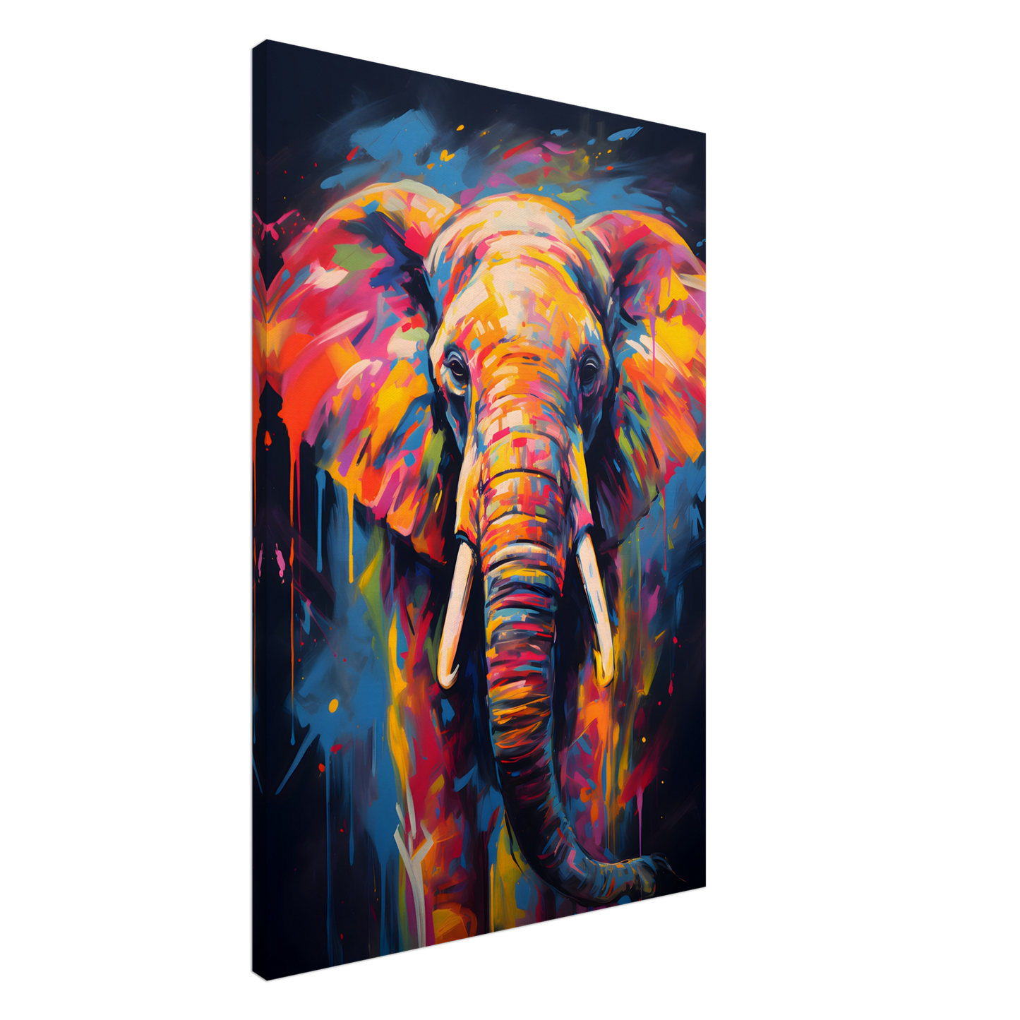 Neon Zoo: Elephant (Thin Canvas Print, 12" x 18" or 24" x 36", Portrait)