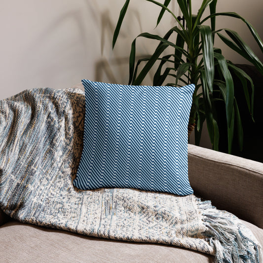 Cushion: Blue and White Zig-Zag (18" x 18", 20" x 12" or 22" x 22")