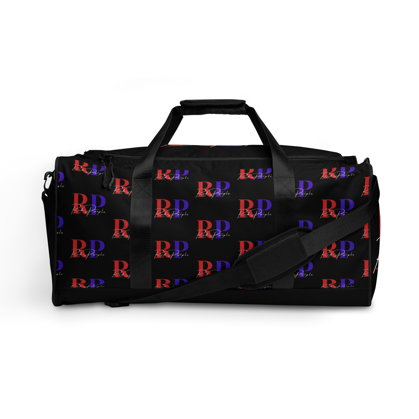 Duffle Bag: Red-Purple - Patterned Logo