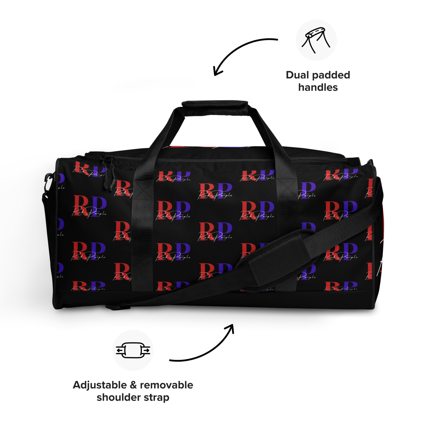 Duffle Bag: Red-Purple - Patterned Logo