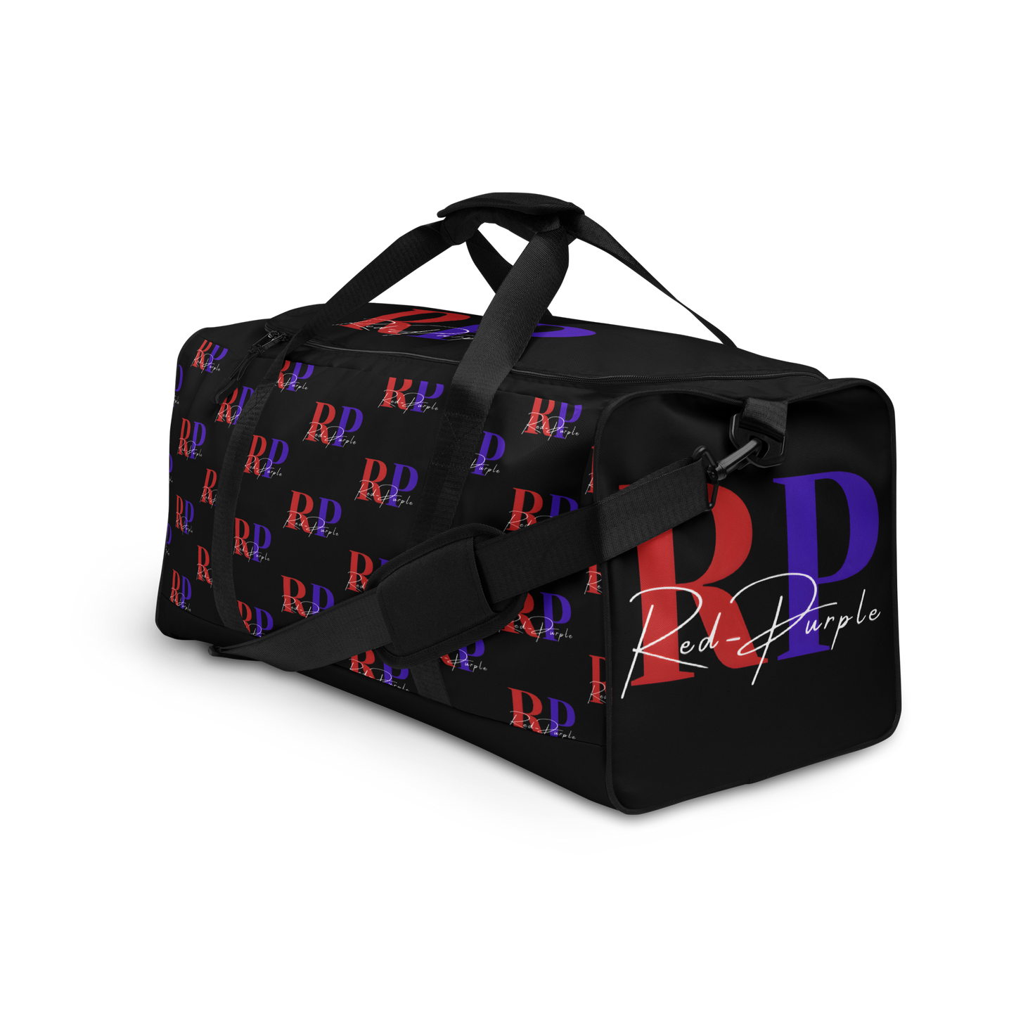 Duffle Bag: Red-Purple - Patterned Logo