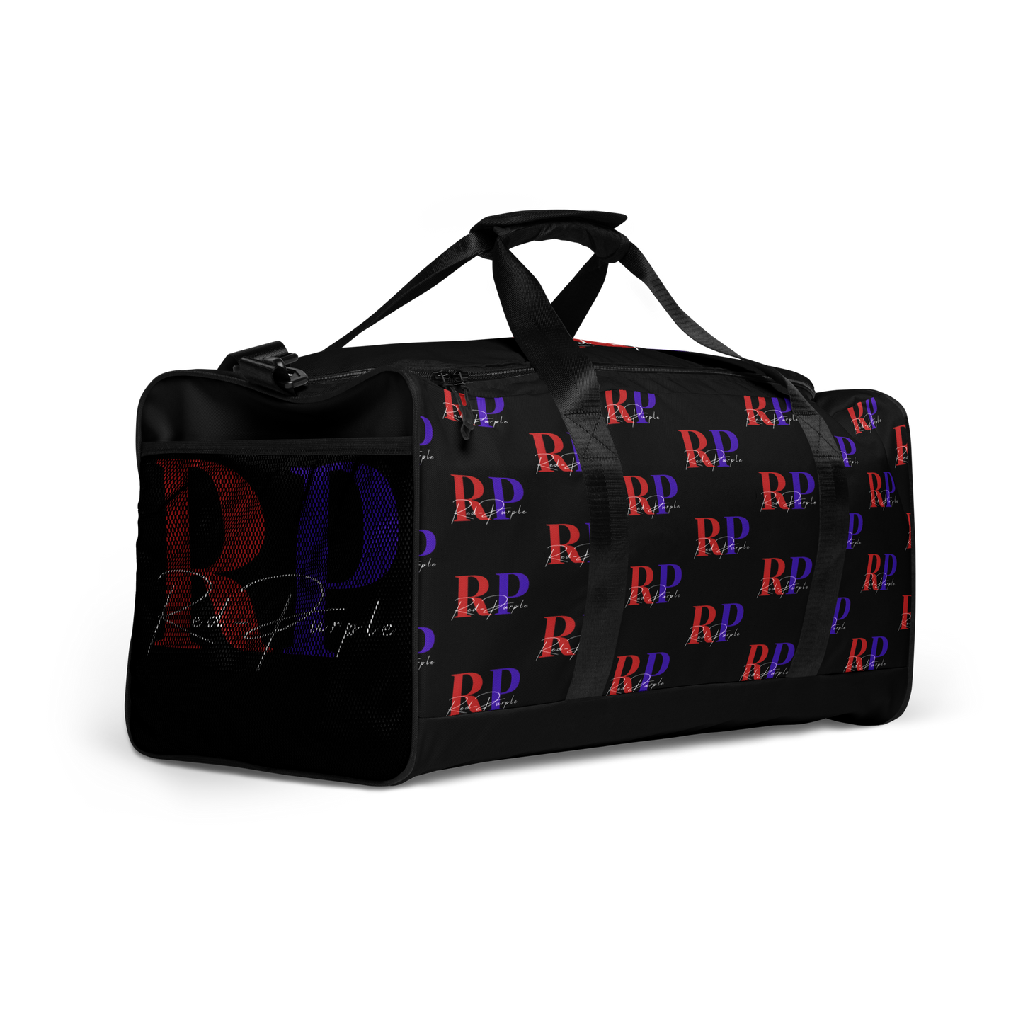 Duffle Bag: Red-Purple - Patterned Logo