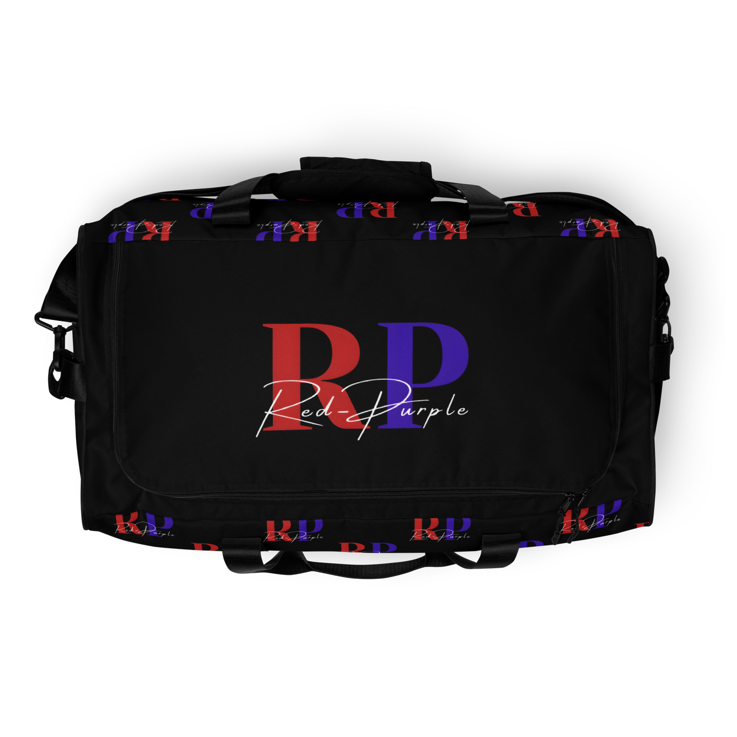 Duffle Bag: Red-Purple - Patterned Logo