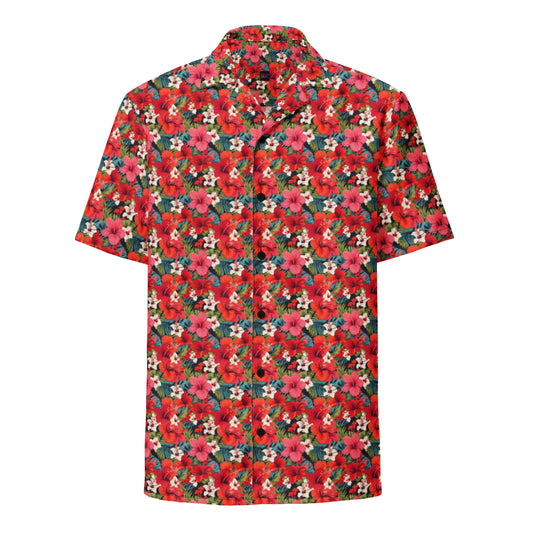 Unisex Button Shirt: Floral Print 02