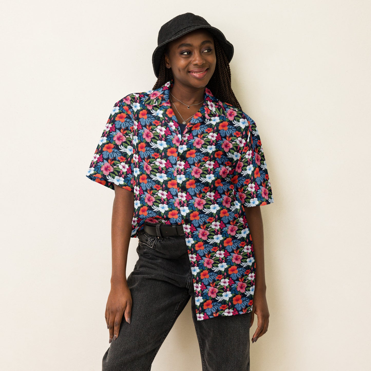 Unisex Button Shirt: Floral Print 03