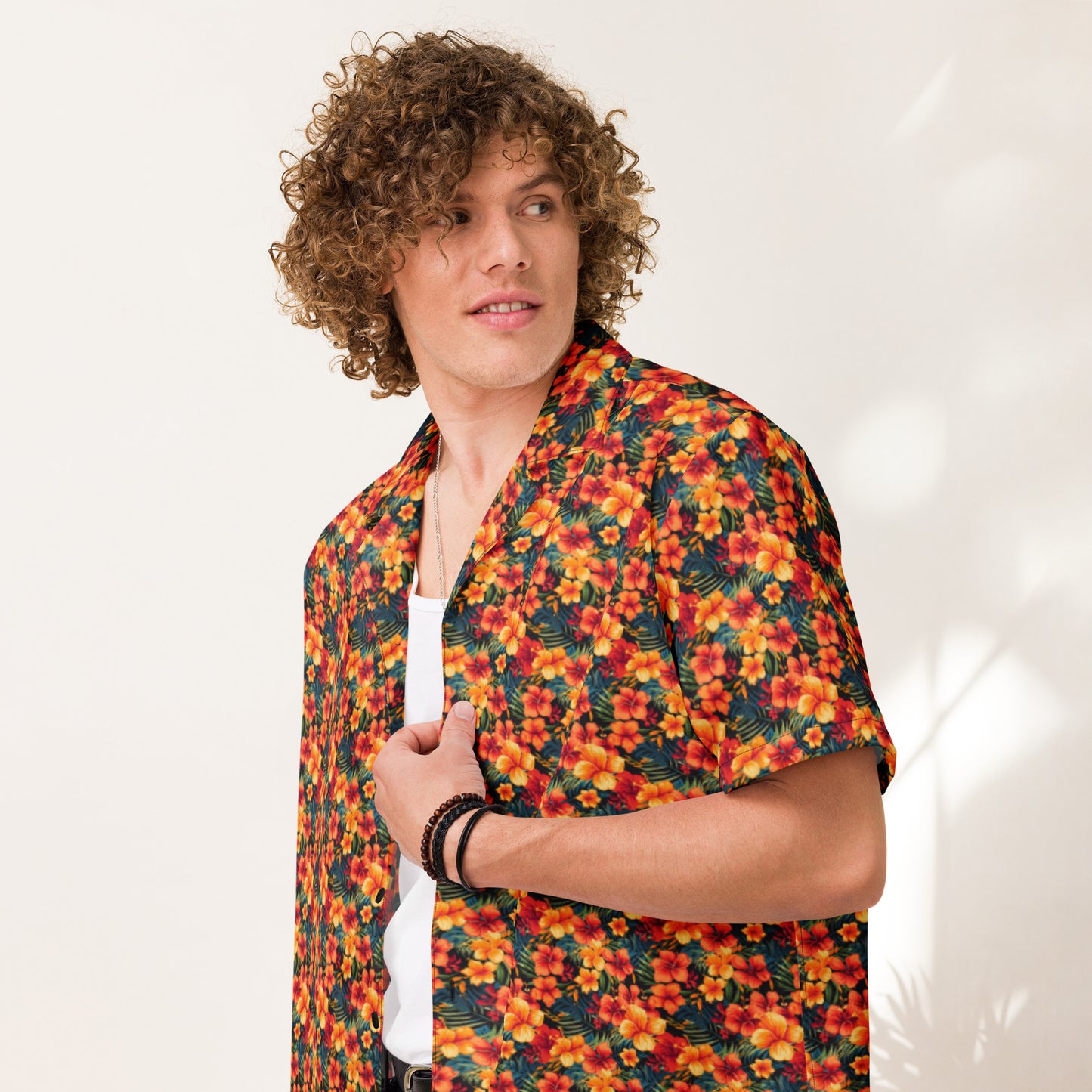 Unisex Button Shirt: Floral Print 04