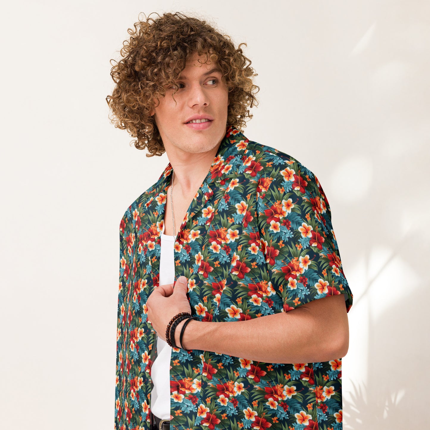 Unisex Button Shirt: Floral Print 07