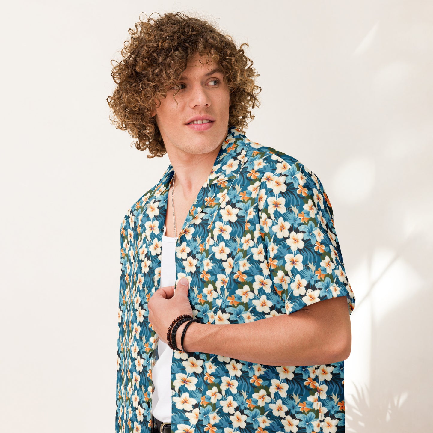 Unisex Button Shirt: Floral Print 08