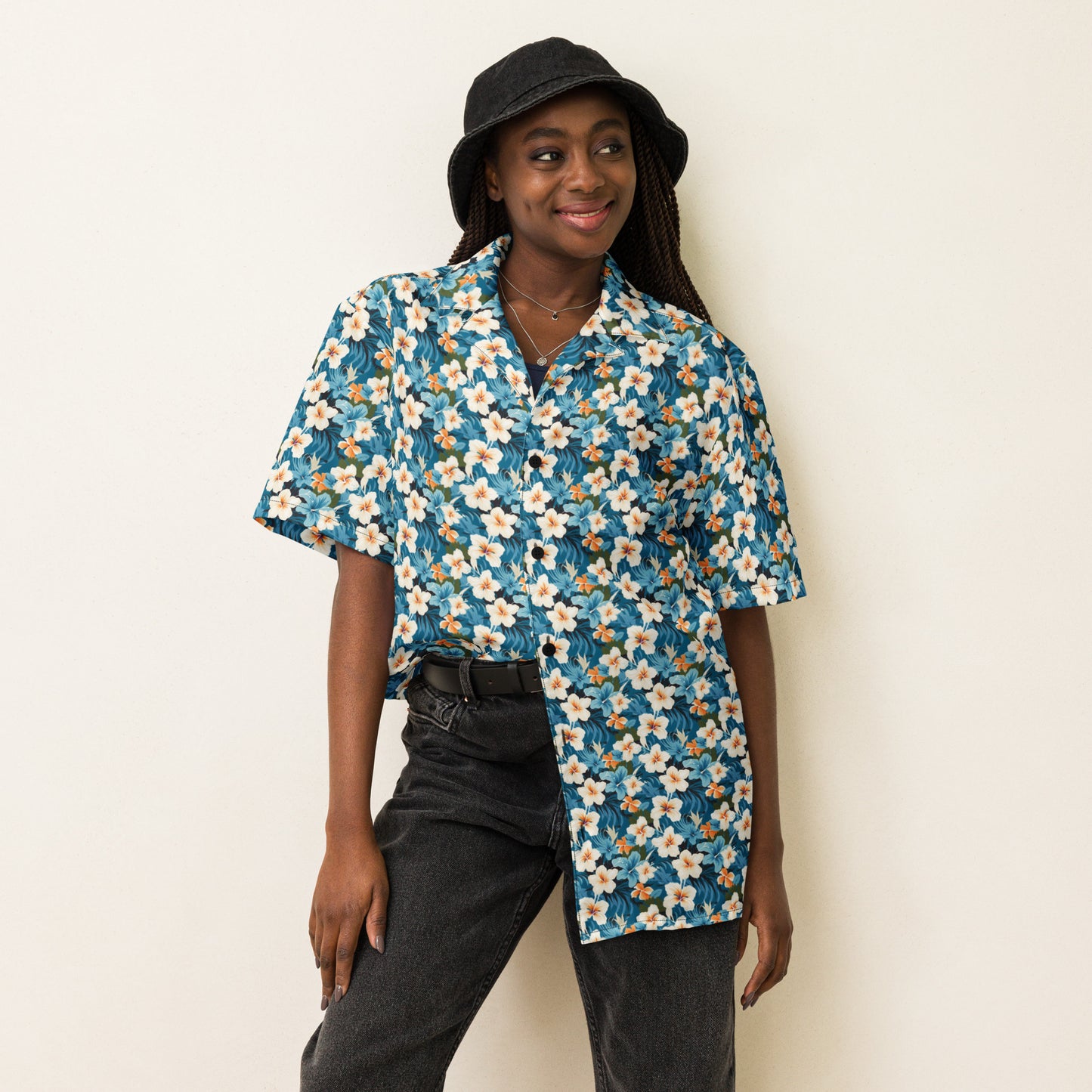 Unisex Button Shirt: Floral Print 08