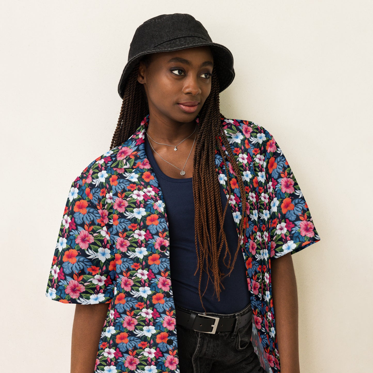 Unisex Button Shirt: Floral Print 03